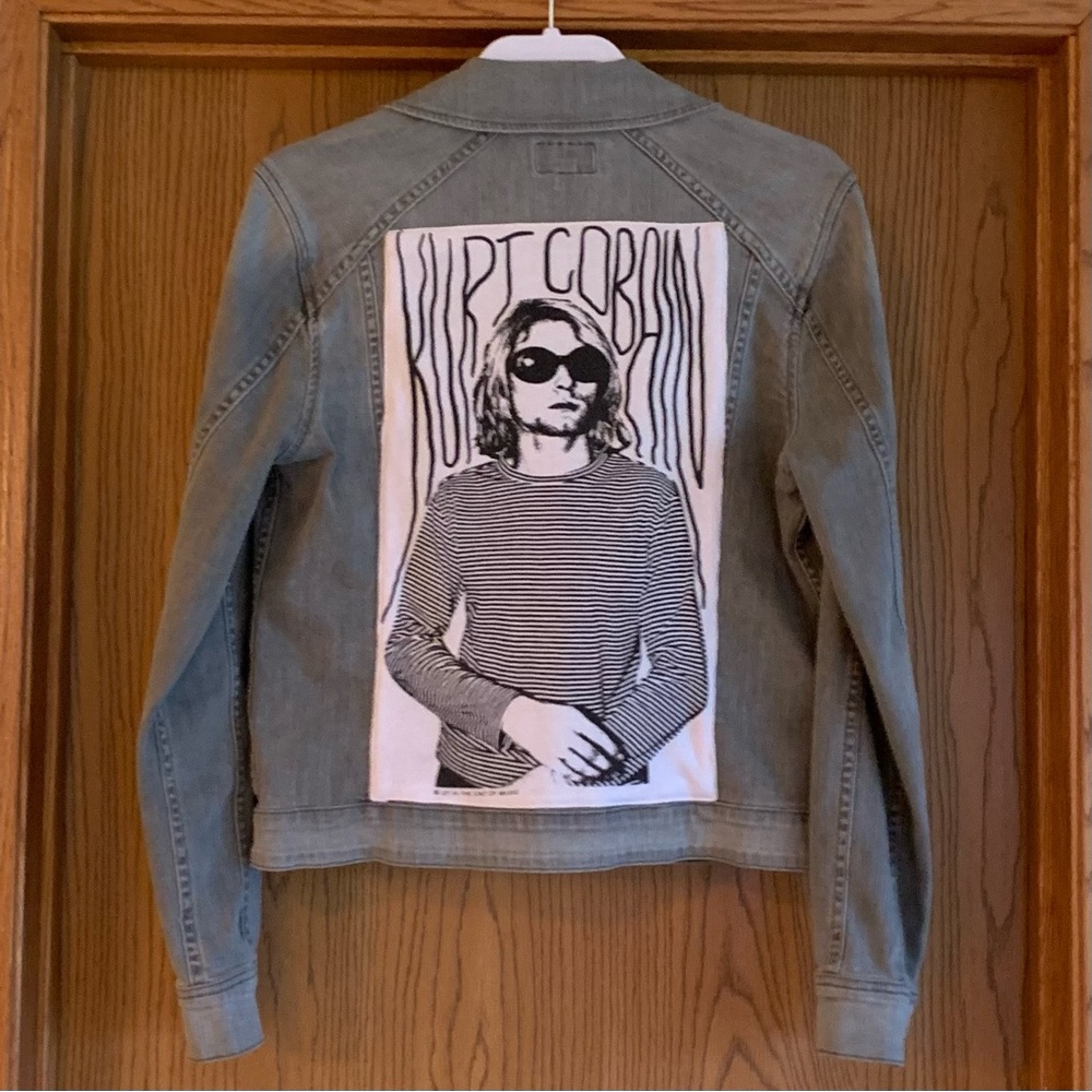 Lucky Brand Gray Denim Jacket with T-shirt graphic - Upcycled